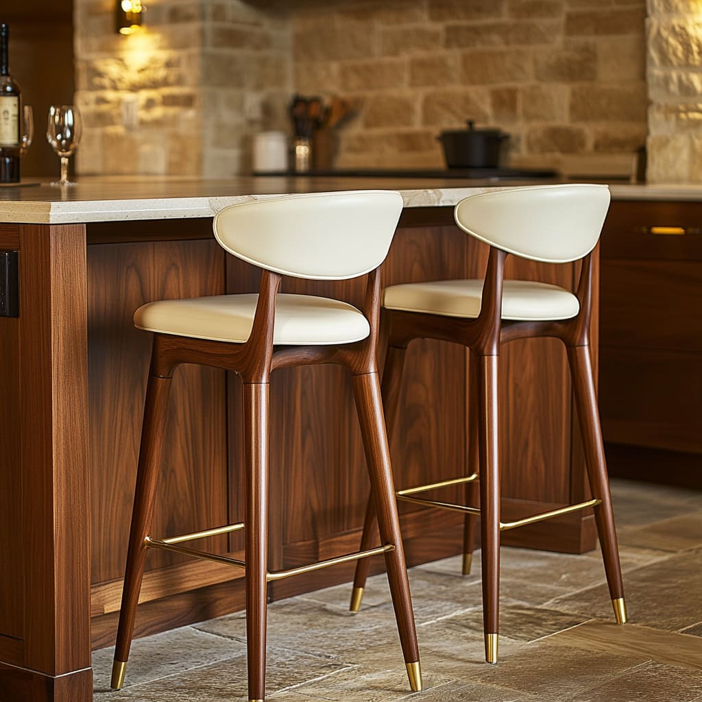The-kitchen-island-stools-feature-slender-walnut-wood-legs-with-a-slightly-splayed-design-for-a-classic-look