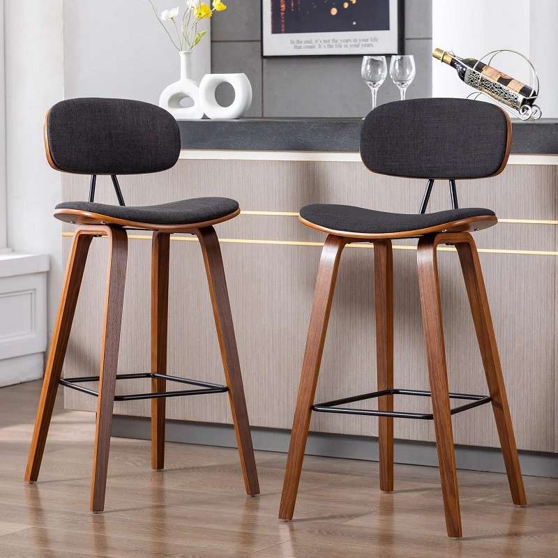 comfortable-wooden-bar-stool-with-back-and-padded-backrest-cushioned-seat-black-fabric-mid-century-modern-seating-contemporary-barstools-for-kitchen-counter